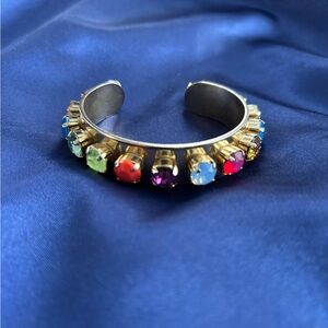 TOVA Multicolor Crystal Cuff Bracelet | Designer Statement Gold-Tone